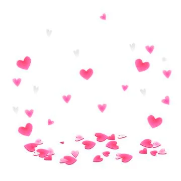 Pink hearts random falling. Romantic hearts design element. Vector  Stock Illustration