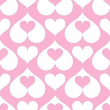 Pink hearts seamless background pattern Stock Illustration