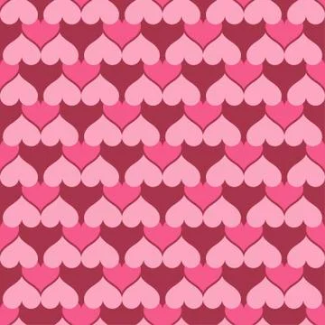 Pink hearts seamless background pattern Stock Illustration