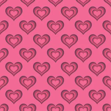 Pink hearts seamless background pattern Stock Illustration