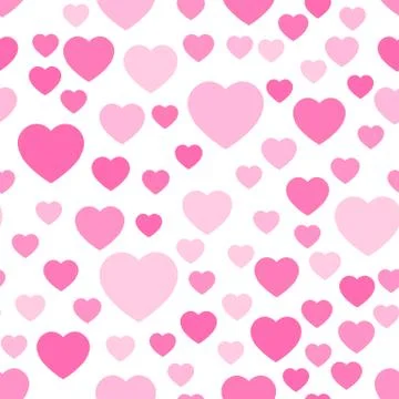 Pink hearts seamless pattern. Random scattered hearts background. Love or イラスト素材
