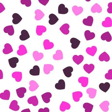 Pink hearts seamless pattern. Random scattered hearts background. Love or 스톡 일러스트