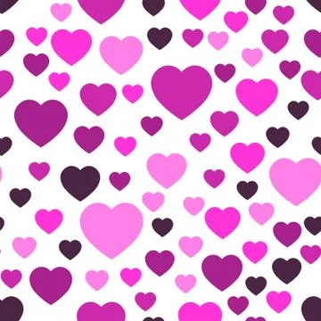 Pink hearts seamless pattern. Random scattered hearts background. Love or Stock Illustration