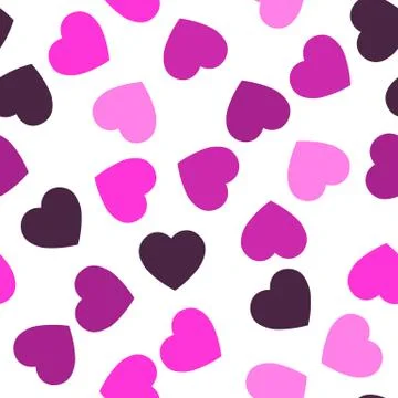 Pink hearts seamless pattern. Random scattered hearts background. Love or Illustrazione stock