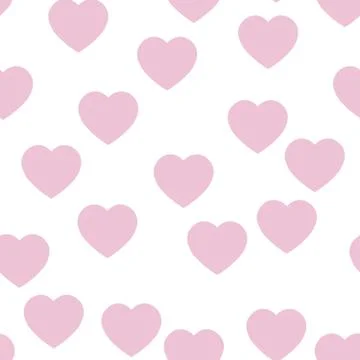 Pink hearts seamless pattern. Random scattered hearts background. Love or Stock Illustration