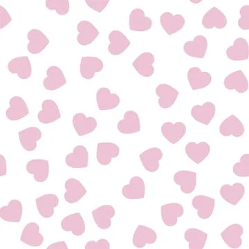 Pink hearts seamless pattern. Random scattered hearts background. Love or Stock Illustration