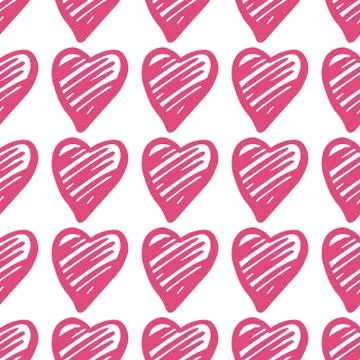 Pink hearts seamless pattern. Valentines Day backdrop. 14 february background Illustrazione stock