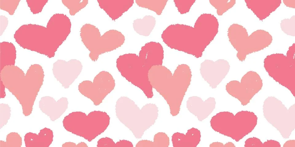 Pink hearts seamless pattern. Vector Flat Cartoon illustration of Valentine d Stock Illustration