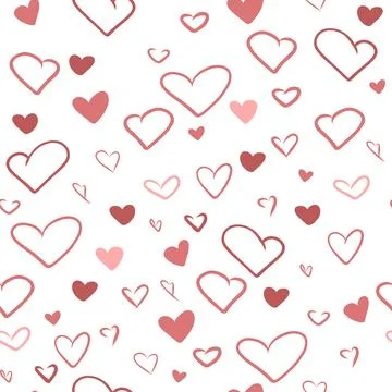 Pink hearts Seamless pattern on white background. Valentine's day Stock Illustration