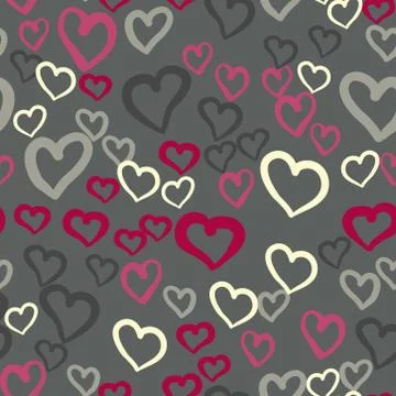 Pink hearts seamless vector tile. Valentines day background. Flat design endless Illustrazione stock