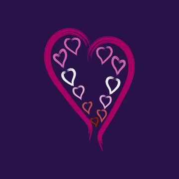Pink hearts set .lgbt love celebration .lgbt attributes purple. Stock Illustration