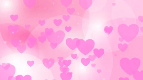 Pink hearts shapes falling down. Computer generated  abstract motion backgrou Stock Footage