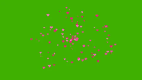 Pink hearts spiraling on green screen for romantic love overlay 4K Stock Footage 336484483