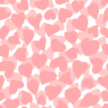 Pink Hearts . Vector Hand drawn seamless pattern. Pink silhouettes on a white Stock Illustration