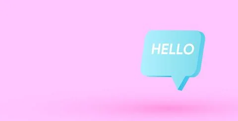 Pink hello speech bubble icon Stock Illustration
