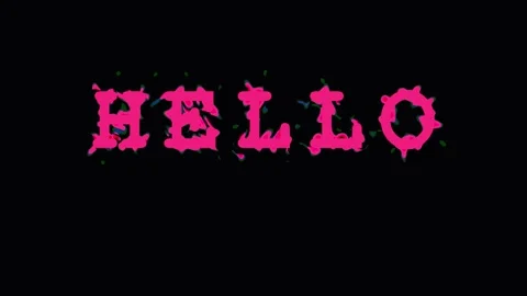 Pink Hello text animation with glitch effect in dark background for creativ.. Video stock 343417664