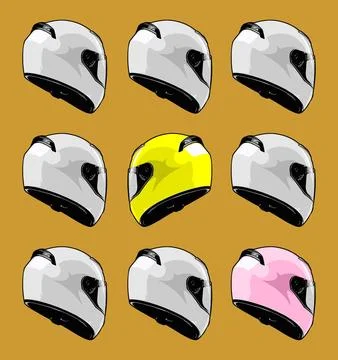 Pink helmet pattern among white helmets Stock Illustration