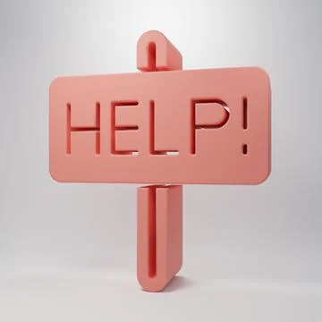 Pink Help icon isolated on pink background. Minimalism concept. 3D render i.. Illustrazione stock