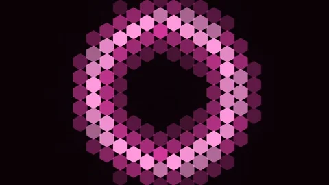 Pink Hexagon Grid Explode Center Burst Hex Background Loop Video stock 342609175