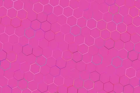Pink hexagon pattern background with colorful lines 스톡 일러스트