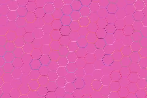 Pink hexagon pattern background with colorful lines Stock Photos
