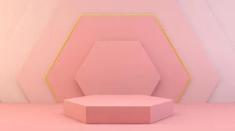 Pink hexagon platform Stock Illustration