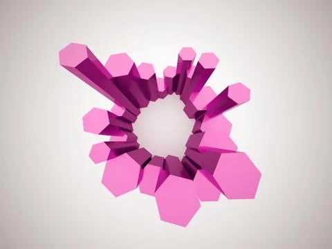 Pink hexagonal background icon rendered Stock Illustration