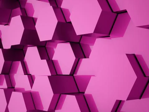 Pink hexagonal background tubes rendered Stock Illustration