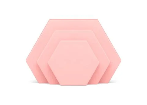 Pink hexagonal vertical wall level geometric honeycomb minimalist 3d element  Stock Illustration