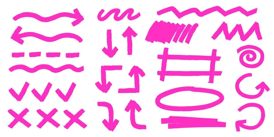 Pink highlight marker elements Stock Illustration