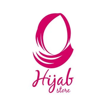 Pink Hijab Logo Vector Template. Muslim Fashion Store Stock Illustration