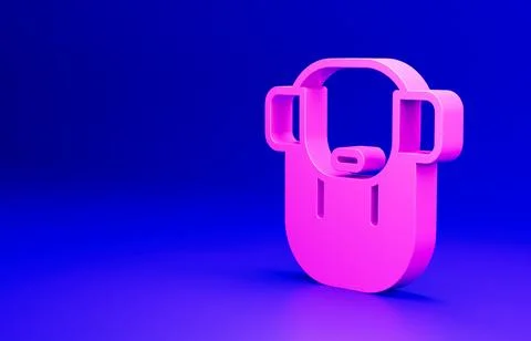 Pink Hiking backpack icon isolated on blue background. Camping and mountain イラスト素材