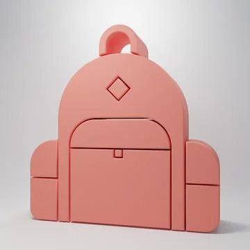 Pink Hiking backpack icon isolated on pink background. Camping and mountain.. Illustrazione stock