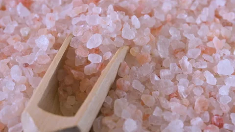 Pink himalayan salt. Close-up Himalayan Pink Rock Salt Stock Footage 150539567
