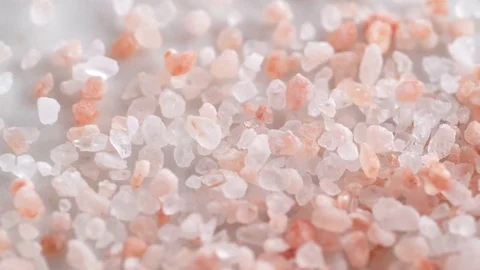 Pink Himalayan salt. Slow Motion. Stock Footage 84935663