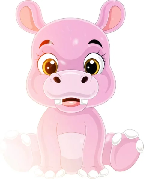Pink Hippopotamus Vector Animation Stock Footage 259675174
