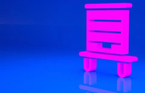 Pink Hive for bees icon isolated on blue background. Beehive symbol. Apiary a Illustrazione stock