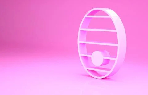 Pink Hive for bees icon isolated on pink background. Beehive symbol. Apiary and Illustrazione stock