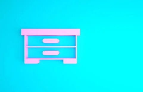 Pink Hive for bees icon isolated on blue background. Beehive symbol. Apiary and Illustrazione stock