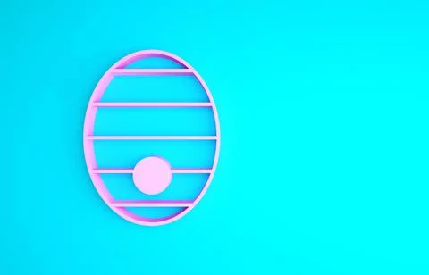 Pink Hive for bees icon isolated on blue background. Beehive symbol. Apiary and Illustrazione stock