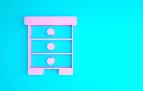 Pink Hive for bees icon isolated on blue background. Beehive symbol. Apiary and Illustrazione stock