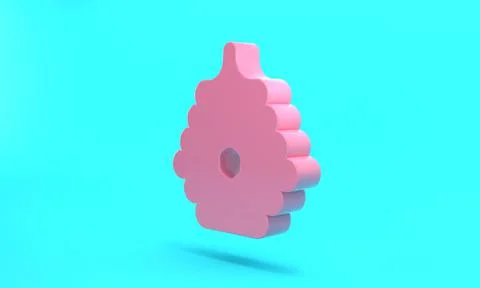 Pink Hive for bees icon isolated on turquoise blue background. Beehive symbol Illustrazione stock