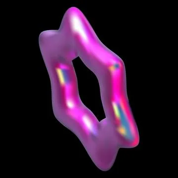 Pink holographic star 3D vector animation design, iridescent space emoji, Y2K Stock Illustration