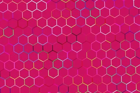 Pink honeycomb pattern with hexagons and vibrant colors Stock Illustration