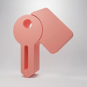 Pink Hotel door lock key icon isolated on pink background. Minimalism conce.. Stock Illustration