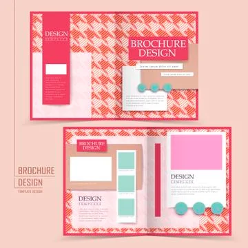 Pink houndstooth background half-fold brochure Stock Illustration