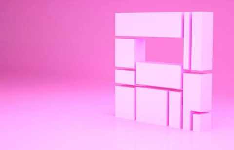 Pink House Edificio Mirador icon isolated on pink background. Mirador social  Illustration
