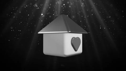 Pink house with a heart Loop Stock Footage 308224949