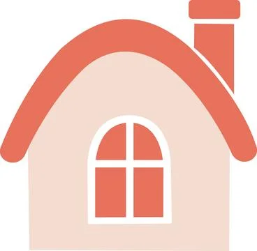 Pink house icon with arched window sign Stock Illustration