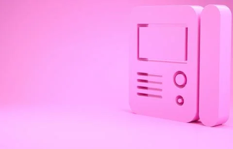Pink House intercom system icon isolated on pink background. Minimalism conce Stock Illustration